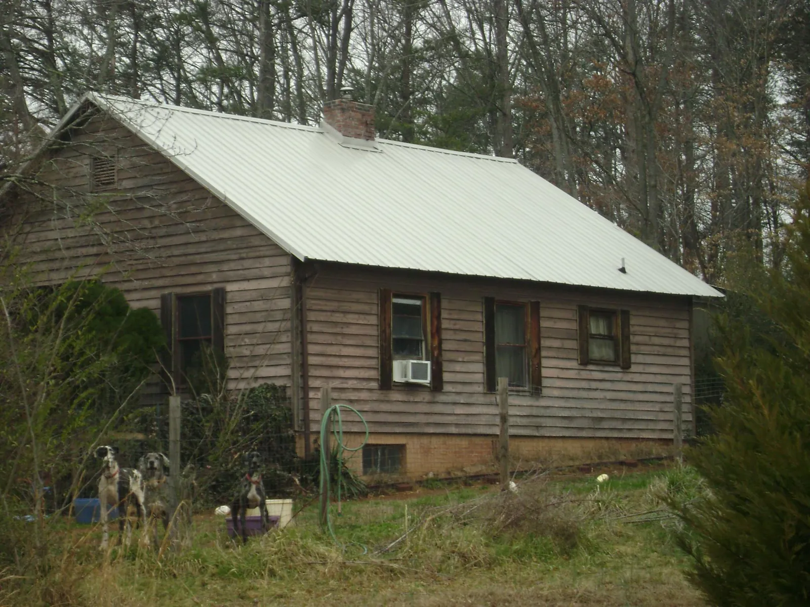 White metal roof on an old wood sided farmhouse, from a Metal Roof Installation job in Gloucester Point